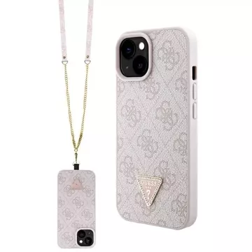 Guess GUHCP15MP4TDSCPP Hülle für iPhone 15 Plus 6,7" Hardcase Crossbody 4G Metal Logo rosa/rosa