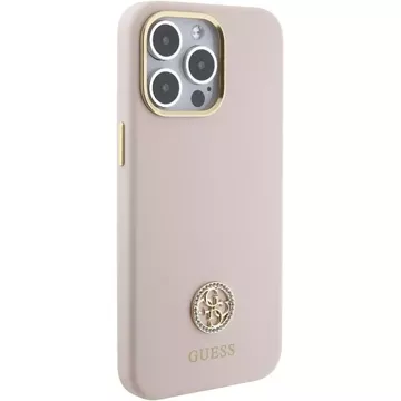 Guess GUHCP15XM4DGPP Hülle für iPhone 15 Pro Max 6,7" rosa/rosa Hardcase Silikon Logo Strass 4G