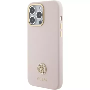 Guess GUHCP15XM4DGPP Hülle für iPhone 15 Pro Max 6,7" rosa/rosa Hardcase Silikon Logo Strass 4G