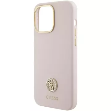 Guess GUHCP15XM4DGPP Hülle für iPhone 15 Pro Max 6,7" rosa/rosa Hardcase Silikon Logo Strass 4G