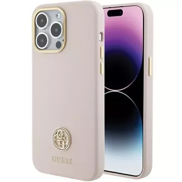 Guess GUHCP15XM4DGPP Hülle für iPhone 15 Pro Max 6,7" rosa/rosa Hardcase Silikon Logo Strass 4G