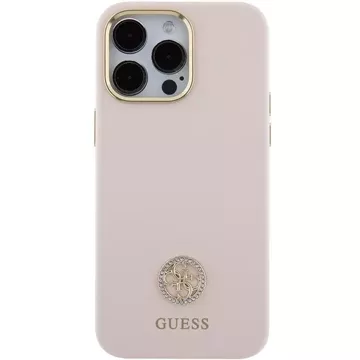 Guess GUHCP15XM4DGPP Hülle für iPhone 15 Pro Max 6,7" rosa/rosa Hardcase Silikon Logo Strass 4G