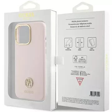 Guess GUHCP15XM4DGPP Hülle für iPhone 15 Pro Max 6,7" rosa/rosa Hardcase Silikon Logo Strass 4G