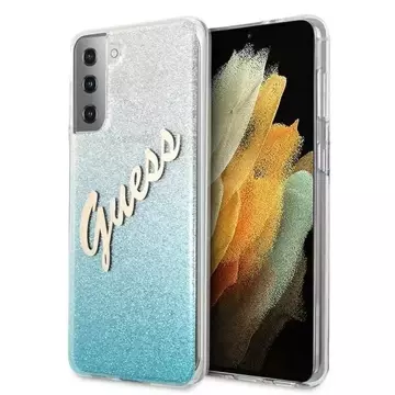 Guess GUHCS21MPCUGLSBL S21 G996 niebieski/blaues Hardcase Glitter Gradient Script