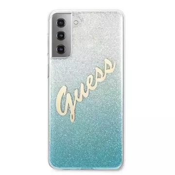 Guess GUHCS21MPCUGLSBL S21 G996 niebieski/blaues Hardcase Glitter Gradient Script