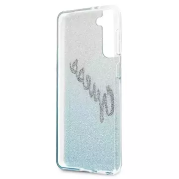 Guess GUHCS21MPCUGLSBL S21 G996 niebieski/blaues Hardcase Glitter Gradient Script