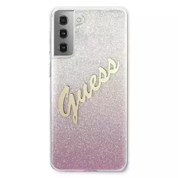 Guess GUHCS21MPCUGLSPI S21 G996 rosa / rosa Hardcase Glitter Gradient Script