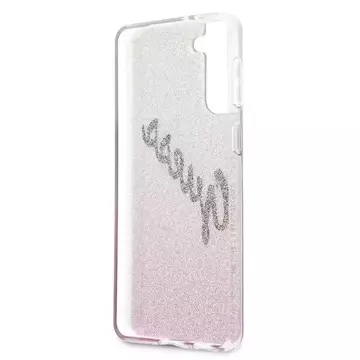 Guess GUHCS21MPCUGLSPI S21 G996 rosa / rosa Hardcase Glitter Gradient Script