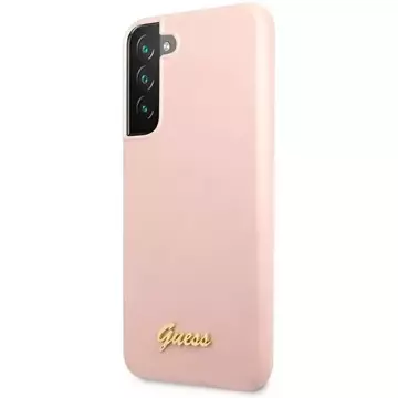 Guess GUHCS23SLSLMGPP Hülle für Samsung Galaxy S23 S911 pink/pink Hardcase Silikon Script Metal Logo