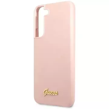 Guess GUHCS23SLSLMGPP Hülle für Samsung Galaxy S23 S911 pink/pink Hardcase Silikon Script Metal Logo