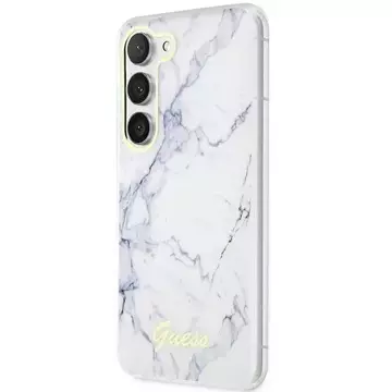 Guess GUHCS23SPCUMAH Hülle für Samsung Galaxy S23 S911 weiß/weiß Hardcase Marble