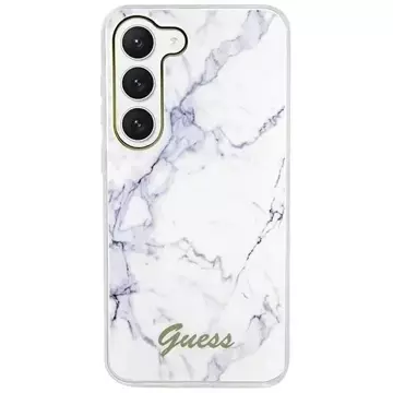 Guess GUHCS23SPCUMAH Hülle für Samsung Galaxy S23 S911 weiß/weiß Hardcase Marble