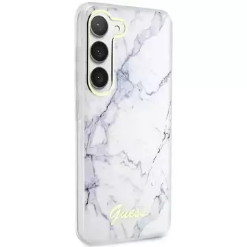 Guess GUHCS23SPCUMAH Hülle für Samsung Galaxy S23 S911 weiß/weiß Hardcase Marble