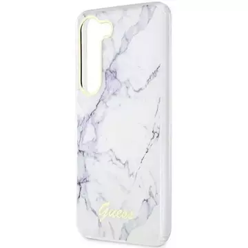 Guess GUHCS23SPCUMAH Hülle für Samsung Galaxy S23 S911 weiß/weiß Hardcase Marble