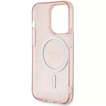 Guess GUHMP14XHCMCGP Handyhülle für Apple iPhone 14 Pro Max 6,7" Pink/Pink Hardcase Glitter Gold MagSafe