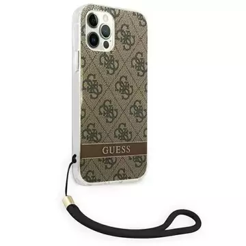 Guess GUOHCP12MH4STW Hülle für Apple iPhone 12/12 Pro braun/braun Hardcase 4G Print Strap