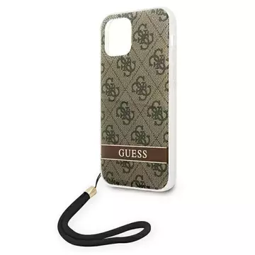 Guess GUOHCP12MH4STW Hülle für Apple iPhone 12/12 Pro braun/braun Hardcase 4G Print Strap