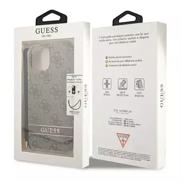 Guess GUOHCP12MH4STW Hülle für Apple iPhone 12/12 Pro braun/braun Hardcase 4G Print Strap