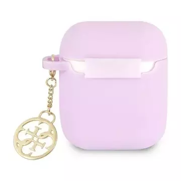 Guess Schutzhülle für AirPods cover lila/lila Silicone Charm 4G Collection