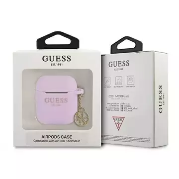 Guess Schutzhülle für AirPods cover lila/lila Silicone Charm 4G Collection