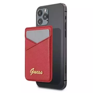 Guess Wallet Card Slot GUWMSSASLRE MagSafe Saffiano Czerwony/Rot