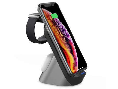 H18 Kabelloses Induktionsladegerät Ladestation für Apple iPhone / Airpods / Watch Black