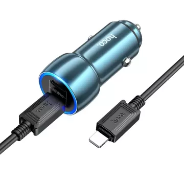 HOCO Autoladegerät 2 x Typ-C-Kabel Typ C auf Lightning PD QC3.0 3A 40W Z48 blau