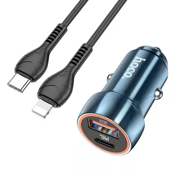 HOCO Autoladegerät USB A Typ C Kabel Typ C auf Lightning PD QC3.0 3A 20W Z46A Blau