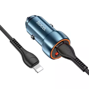 HOCO Autoladegerät USB A Typ C Kabel Typ C auf Lightning PD QC3.0 3A 20W Z46A Blau