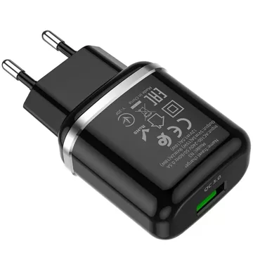 HOCO USB A QC3.0 3A 18W N3 Wandladegerät, schwarz