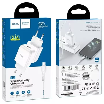 HOCO USB A Wandladegerät USB A auf Micro USB QC3.0 Kabel 3A 18W N3 weiß