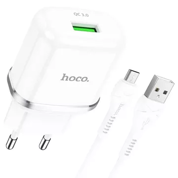 HOCO USB A Wandladegerät USB A auf Micro USB QC3.0 Kabel 3A 18W N3 weiß