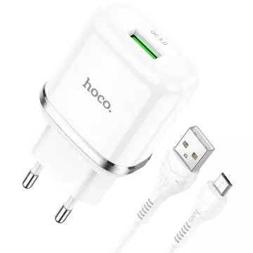 HOCO USB A Wandladegerät USB A auf Micro USB QC3.0 Kabel 3A 18W N3 weiß