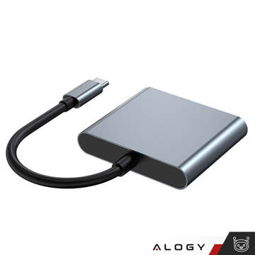 HUB 3in1 Adapter USB-C auf HDMI USB-A USB-C 4K 60Hz Alogy grau