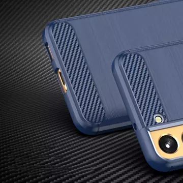 Handyhülle Carbon Case für Samsung Galaxy S23 flexible Silikon-Carbon-Hülle blau