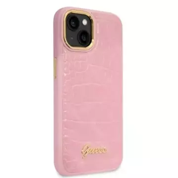 Handyhülle Guess GUHCP14MHGCRHP für Apple iPhone 14 Plus 6,7" rosa/rosa Hardcase Croco Collection