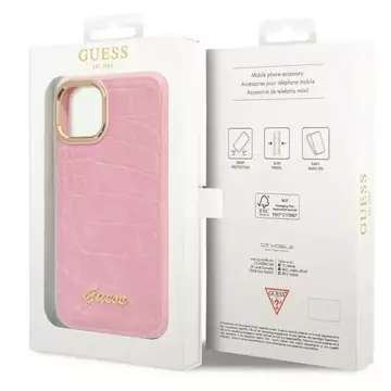 Handyhülle Guess GUHCP14MHGCRHP für Apple iPhone 14 Plus 6,7" rosa/rosa Hardcase Croco Collection