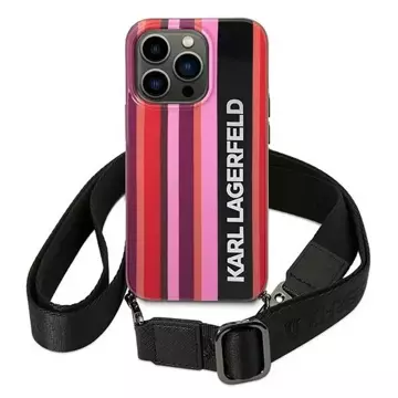 Handyhülle Karl Lagerfeld KLHCP14XSTSTP für Apple iPhone 14 Pro Max 6.7" Hardcase pink/pink Color Stripes Strap