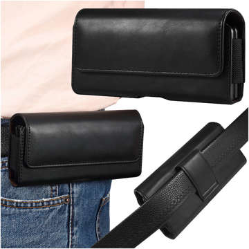 Handyhülle für Gürtel, Leder-Holsterhülle 6,8 Alogy Wallet, universelle Hülle für Handygürtel, Schwarz