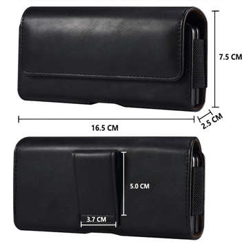 Handyhülle für Gürtel, Leder-Holsterhülle 6,8 Alogy Wallet, universelle Hülle für Handygürtel, Schwarz