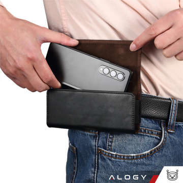 Handyhülle für Gürtel, Leder-Holsterhülle 6,8 Alogy Wallet, universelle Hülle für Handygürtel, Schwarz