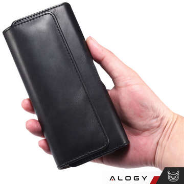 Handyhülle für Gürtel, Leder-Holsterhülle 6,8 Alogy Wallet, universelle Hülle für Handygürtel, Schwarz