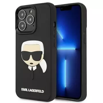 Handyschutzhülle Karl Lagerfeld KLHCP13LKH3DBK für Apple iPhone 13 Pro / 13 6.1" schwarz/schwarz Hardcase 3D Rubber Karl`s Head