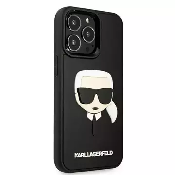 Handyschutzhülle Karl Lagerfeld KLHCP13LKH3DBK für Apple iPhone 13 Pro / 13 6.1" schwarz/schwarz Hardcase 3D Rubber Karl`s Head