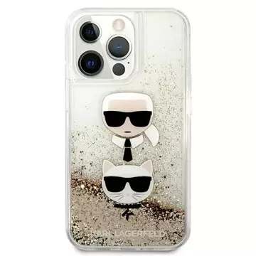 Handyschutzhülle Karl Lagerfeld KLHCP13LKICGLD für Apple iPhone 13 Pro / 13 6.1" Gold/Gold Hardcase Liquid Glitter Karl