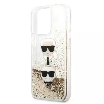 Handyschutzhülle Karl Lagerfeld KLHCP13LKICGLD für Apple iPhone 13 Pro / 13 6.1" Gold/Gold Hardcase Liquid Glitter Karl