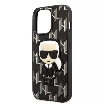 Handyschutzhülle Karl Lagerfeld KLHCP13LPMNIKBK für Apple iPhone 13 Pro / 13 6.1" Hardcase schwarz/schwarz Monogram Ikonik Patch