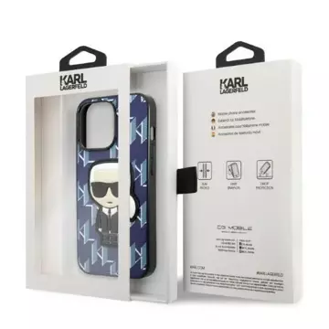 Handyschutzhülle Karl Lagerfeld KLHCP13LPMNIKBL für Apple iPhone 13 Pro / 13 6.1" Hardcase blau/blau Monogram Ikonik Patch