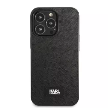 Handyschutzhülle Karl Lagerfeld KLHCP13LSFMP2K für Apple iPhone 13 Pro / 13 6.1" Hardcase schwarz/schwarz Saffiano Plaque