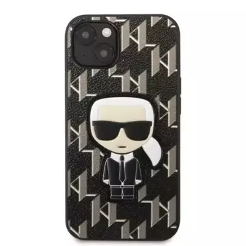 Handyschutzhülle Karl Lagerfeld KLHCP13MPMNIKBK für Apple iPhone 13 6.1" Hardcase schwarz/schwarz Monogram Ikonik Patch